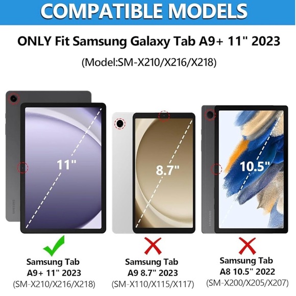 Compatible  with Samsung Galaxy Tab A9+ 11" 2023 (Model:SM-X210 / X216 / X218) - Picture 2 of 16